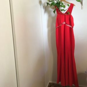 Sexy floor length red dress-